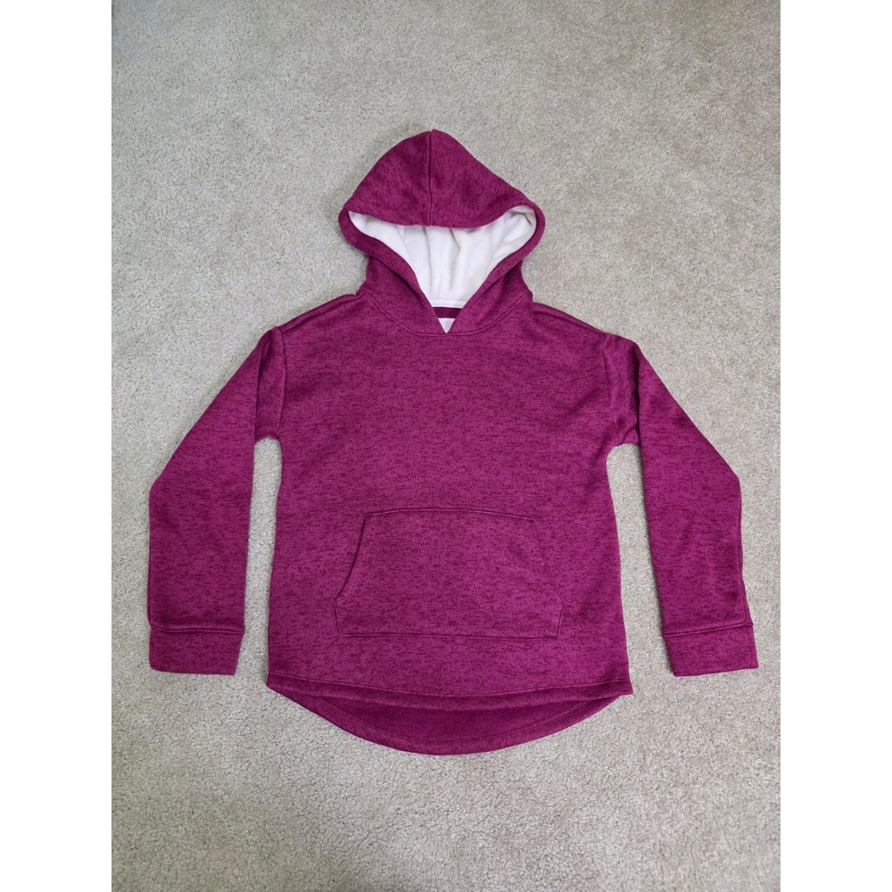 Mudd Girls Magenta Pink Marl Pullover Hoodie Faux Fur Lined Size L 10/12 NWT